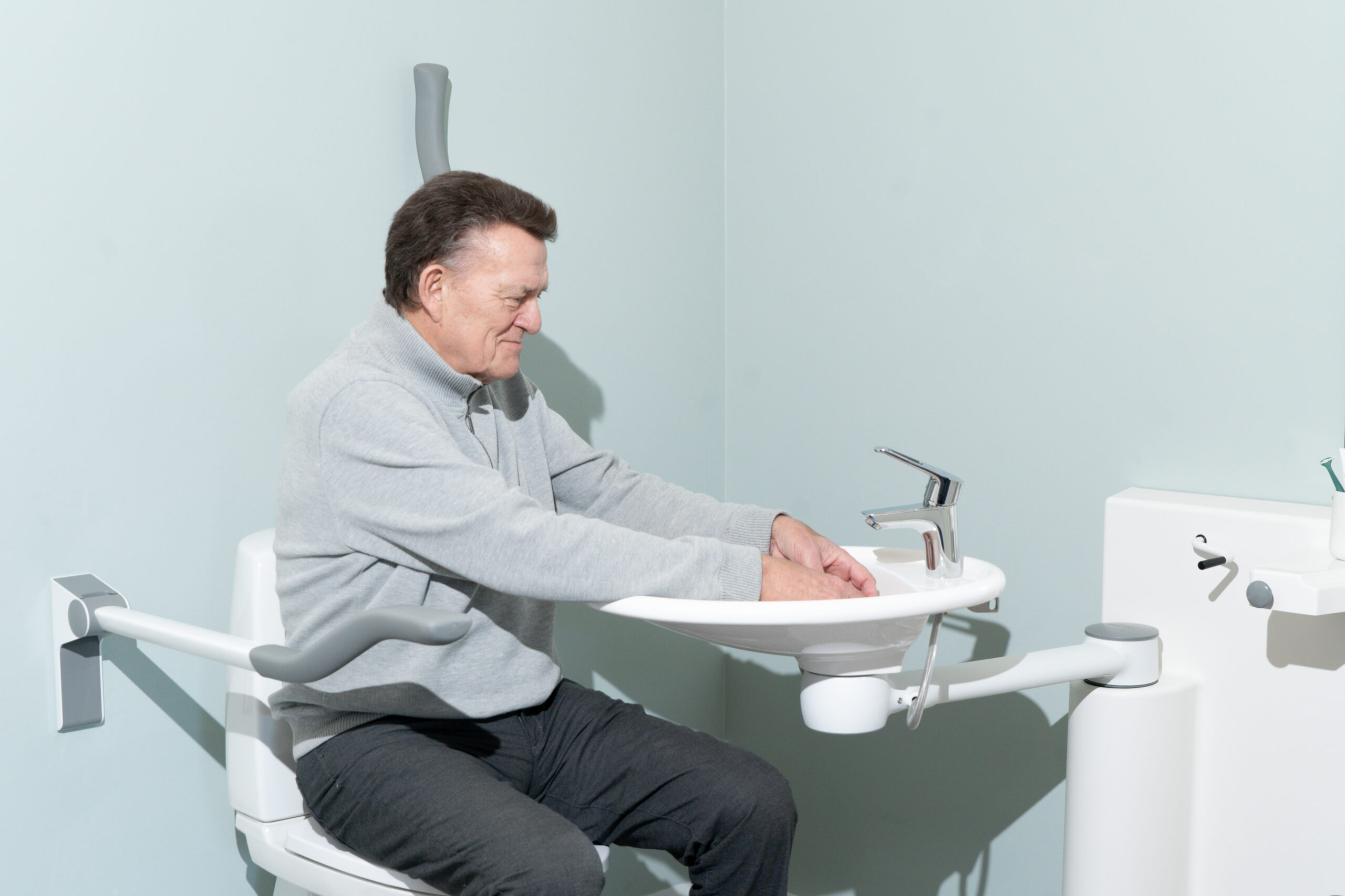 Disabled person in bathroom